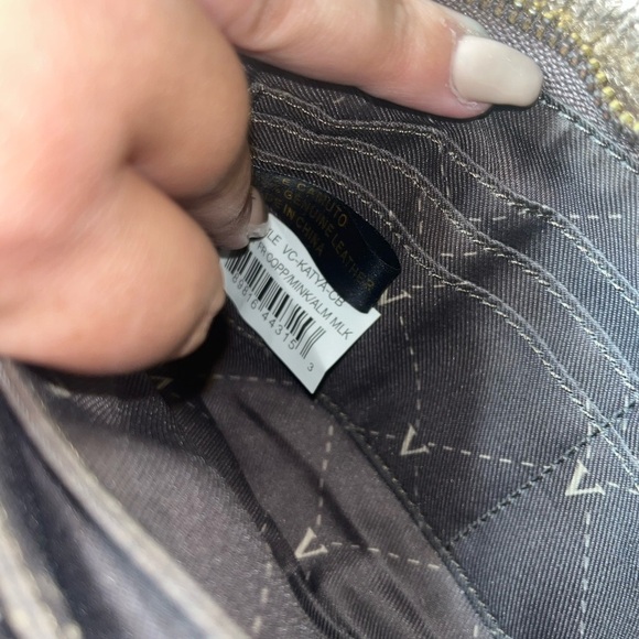 Vince Camuto New York Tan and Gold Wristlet Clutch Modern Design - Picture 10 of 13